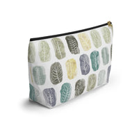 Watercolor Leaf Stamp Accessory Pouch w T-bottom in Teal